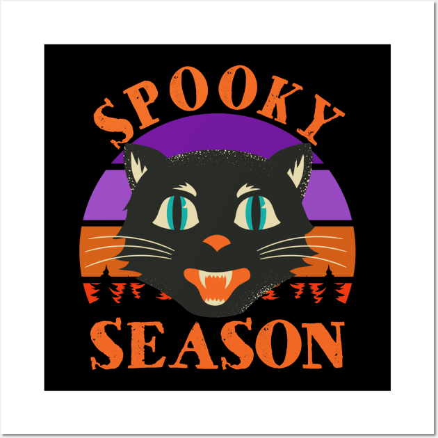 Spooky Season Halloween Black Cat Wall Art by CultTees